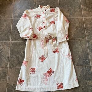Women's Vintage 70's Act 1 New York White Red Butterfly Sundress Dress Sz Medium